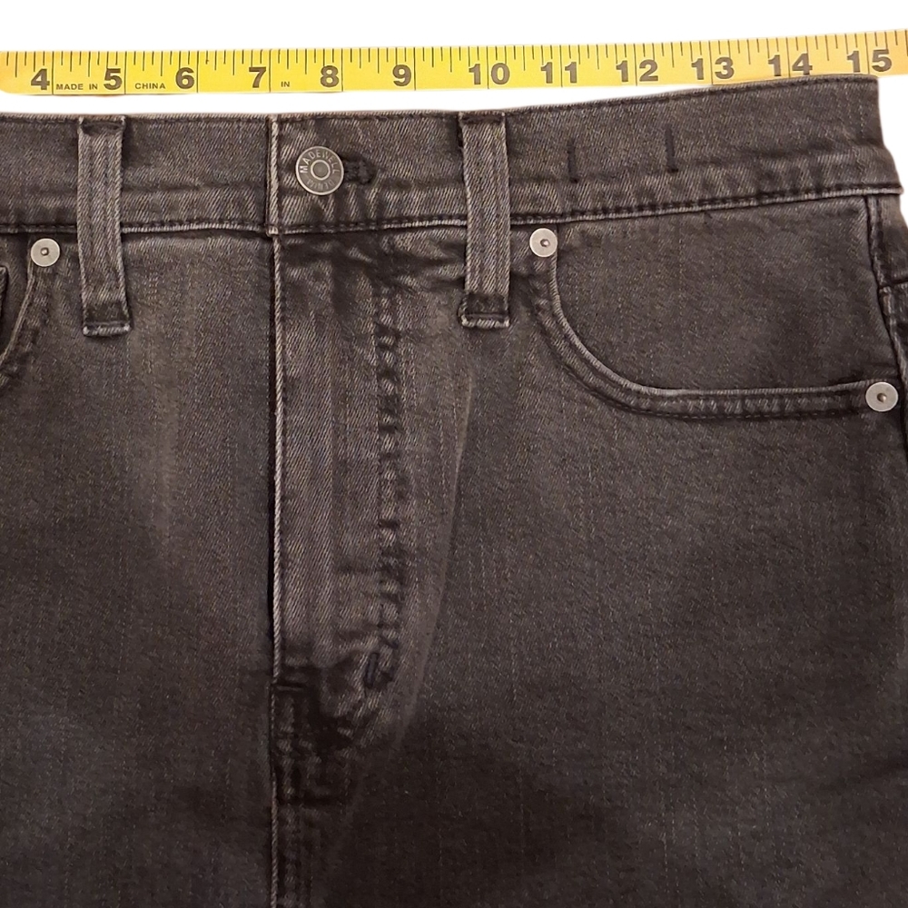 Madewell Size 27 Stretch Denim Straight Mini Skirt Raw Hem - Picture 6 of 9
